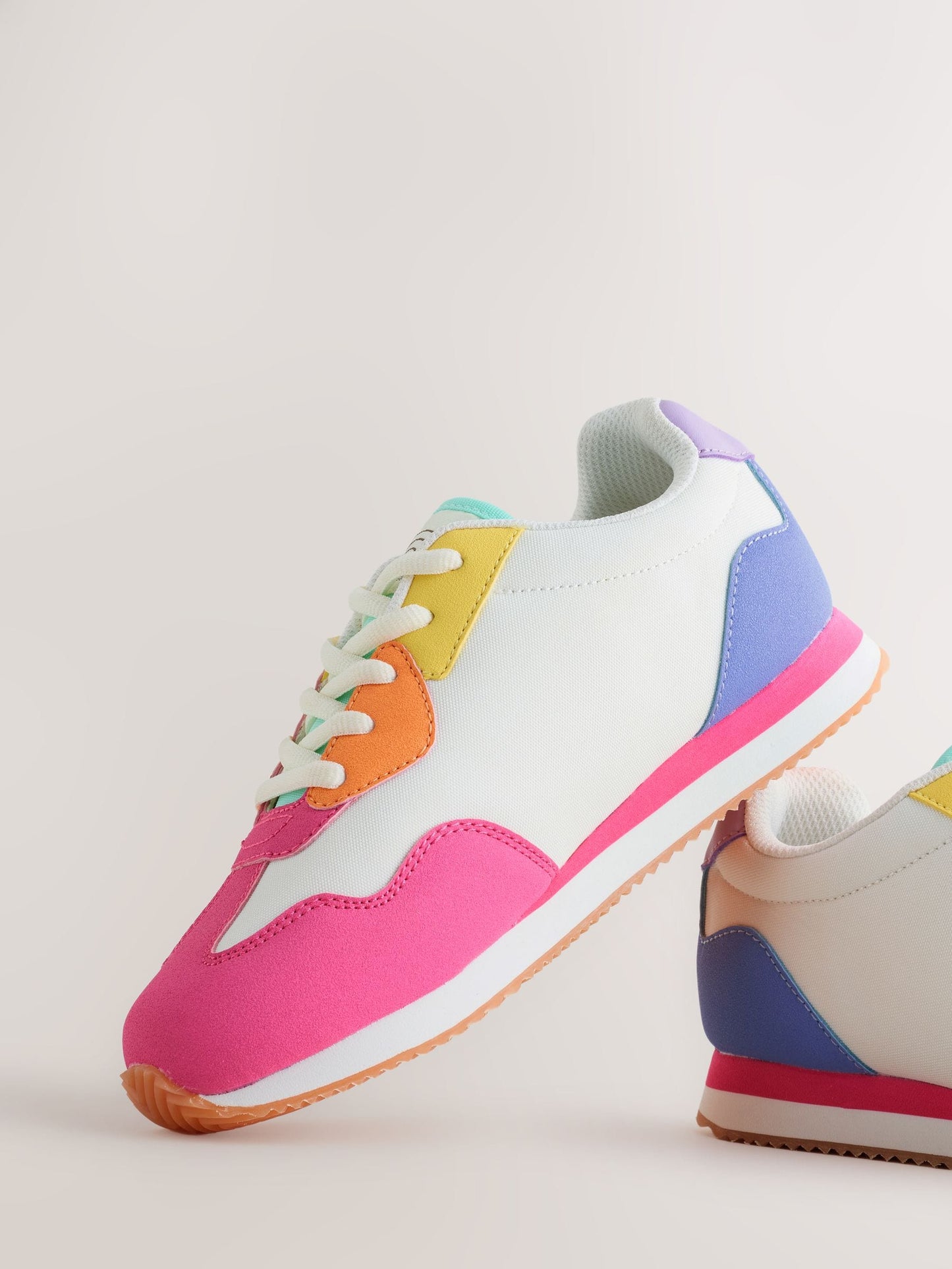 Little Bird by Jools Oliver Pink Older Pastel Rainbow Retro Runner Trainers image 6