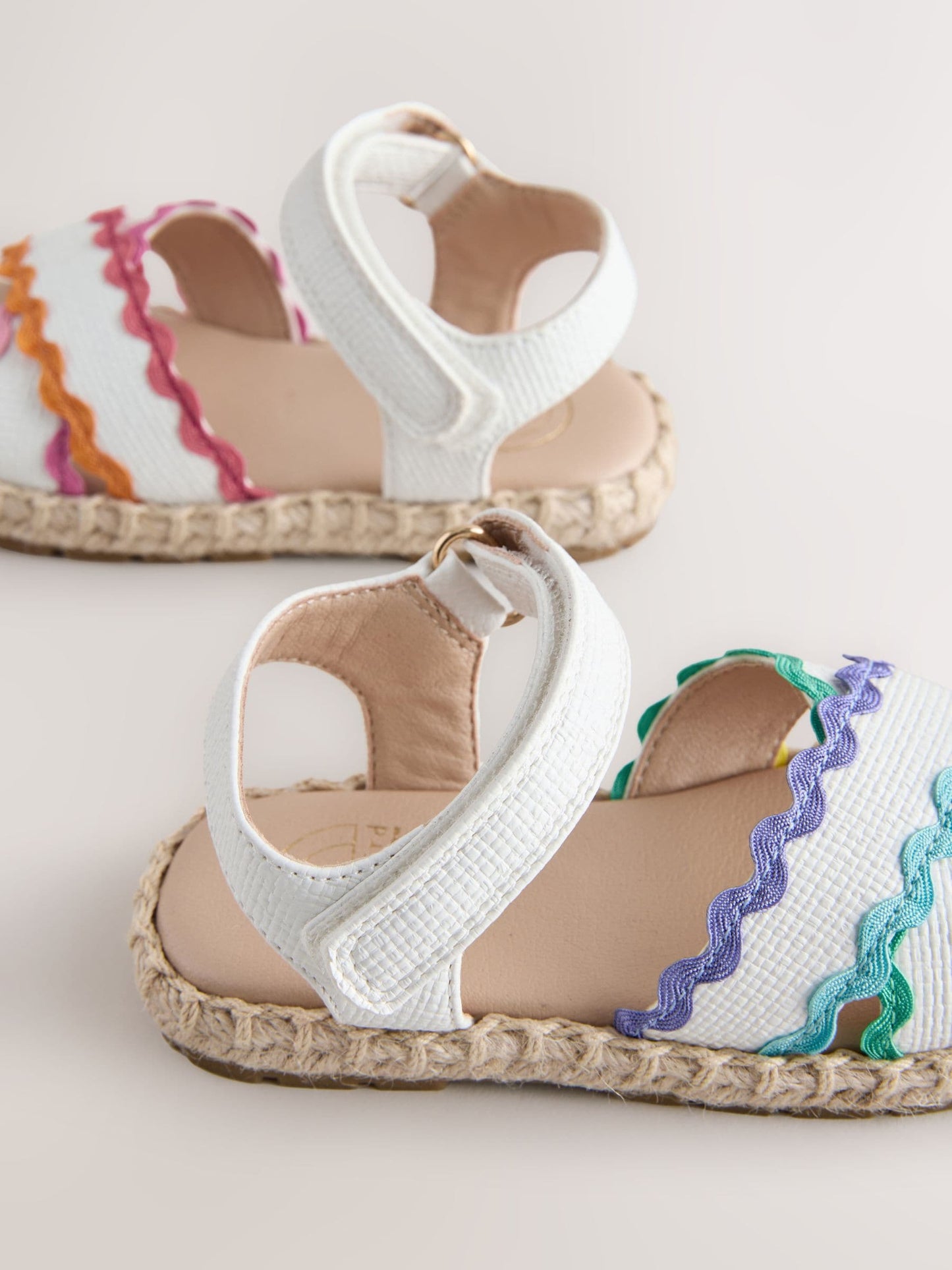 Little Bird by Jools Oliver White Pastel Rainbow Ric Rac Sandals image 4