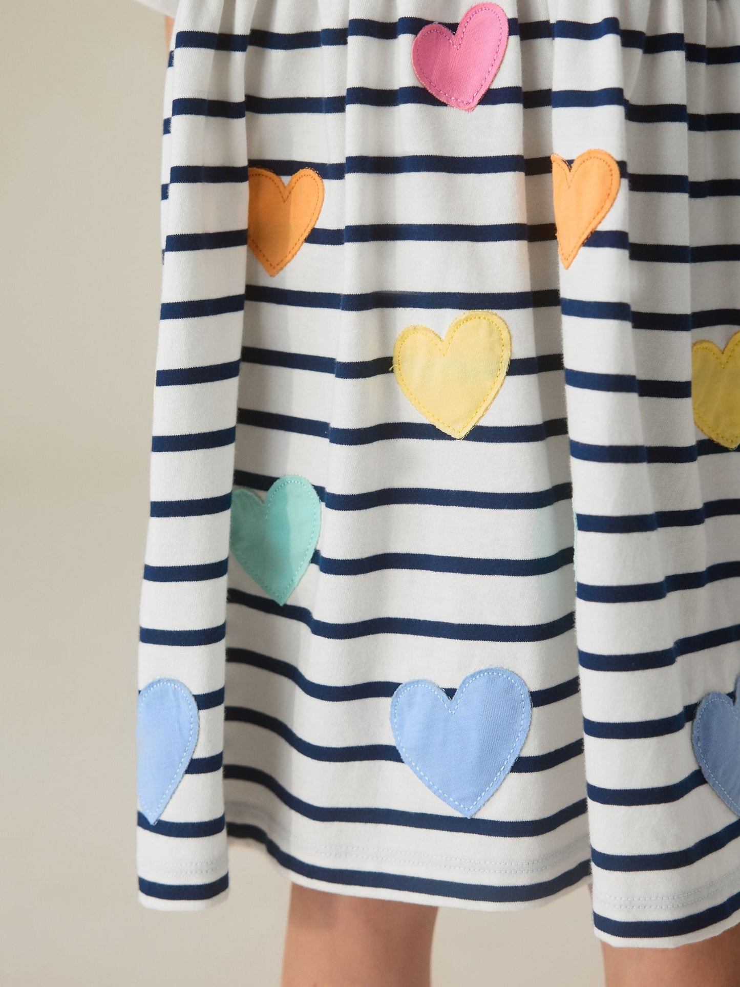 Little Bird by Jools Oliver Stripe & Rainbow Heart Appliqué Cotton Jersey Dress image 9