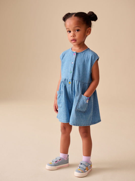 Dsiney Kidz - Blue Denim Sleeveless Playsuit (3mths-7yrs) image 2