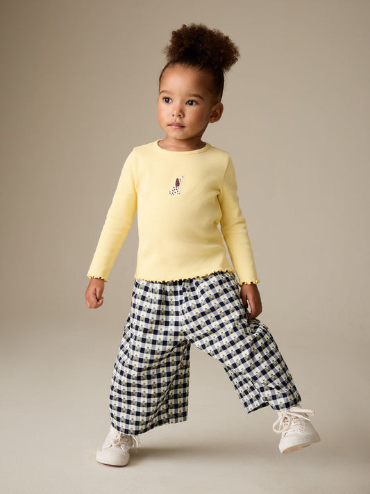 Black/White Floral Gingham Trousers (3mths-7yrs) image 2