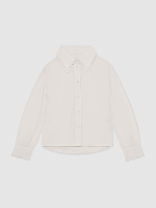 Reiss Ivory Elia 9-13 yrs Scallop-Edge Button-Through Shirt image 2