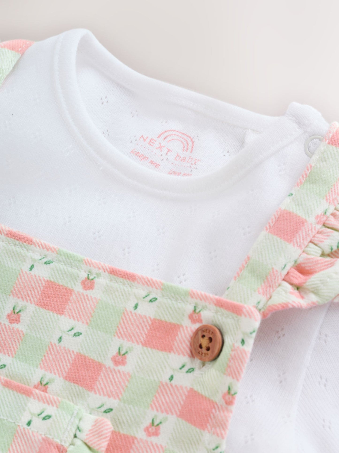 Pink Check Baby Dungarees and Bodysuits Set 2 Piece (0mths-2yrs) image 8