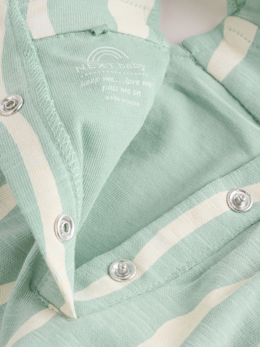 Sage Green Stripe Baby Long Leg Jersey Romper (0mths-3yrs) image 3