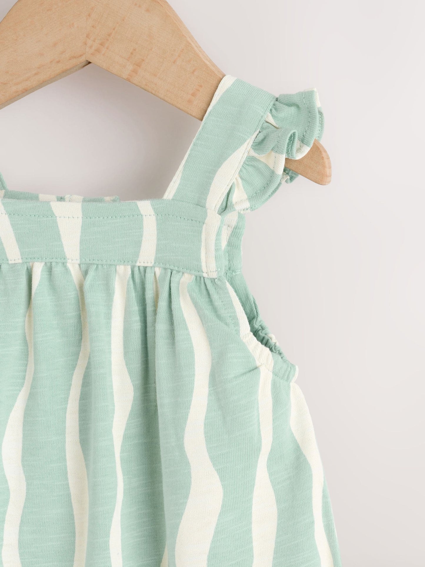 Sage Green Stripe Baby Long Leg Jersey Romper (0mths-3yrs) image 8