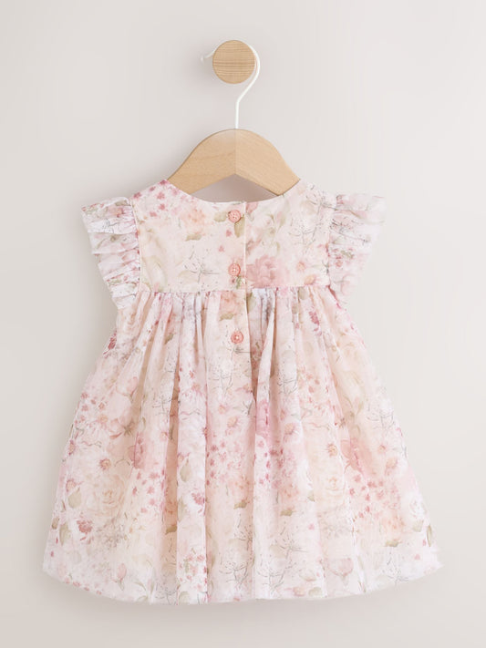Dsiney Kidz - Pink Floral Baby Mesh Dress (0mths-2yrs) image 2