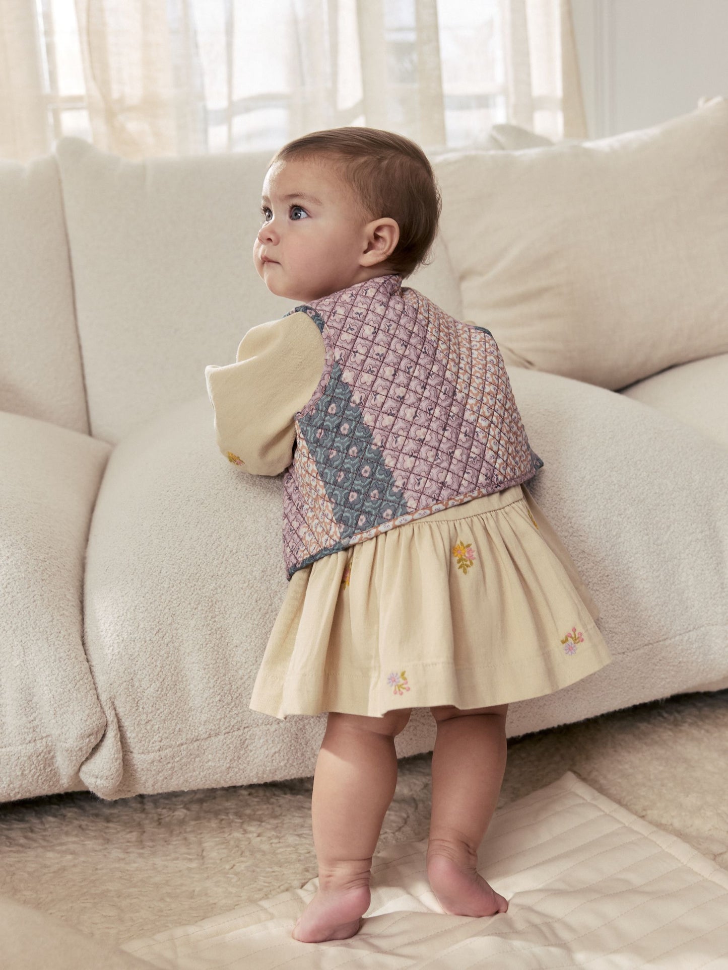 Cream Floral Baby Dress and Gilet Set 2 Piece (0mths-2yrs) image 5