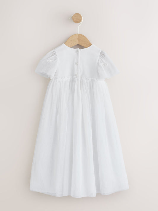 Dsiney Kidz - White Occasion Mesh Baby Floral Embroidered Dress (0mths-2yrs) image 2
