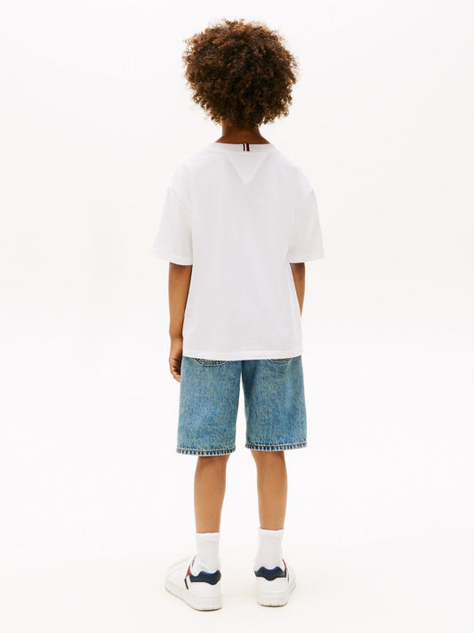 Dsiney Kidz - Tommy Hilfiger White Flag Embroidery Crew Neck T-Shirt image 2