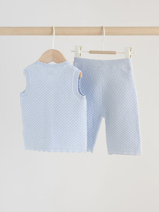 Blue Baby Knitted Top and Leggings Set 2 Piece (0mths-2yrs) image 3