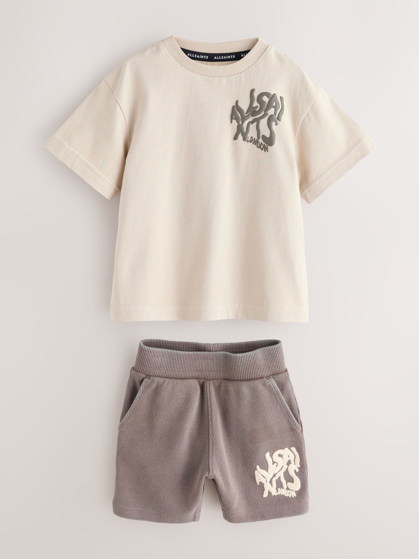 smALLSAINTS Neutral/Waffle Orlando T-Shirt and Shorts Younger Set image 6