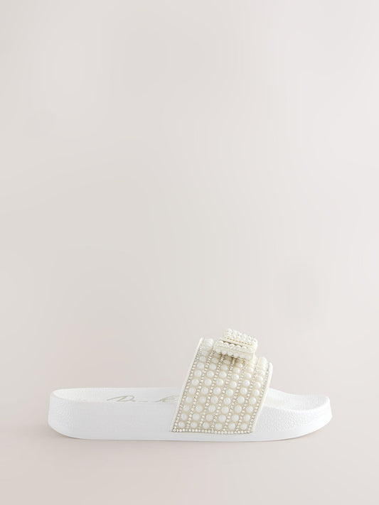 Baker by Ted Baker Embellished Pearl Sliders with Bow image 2