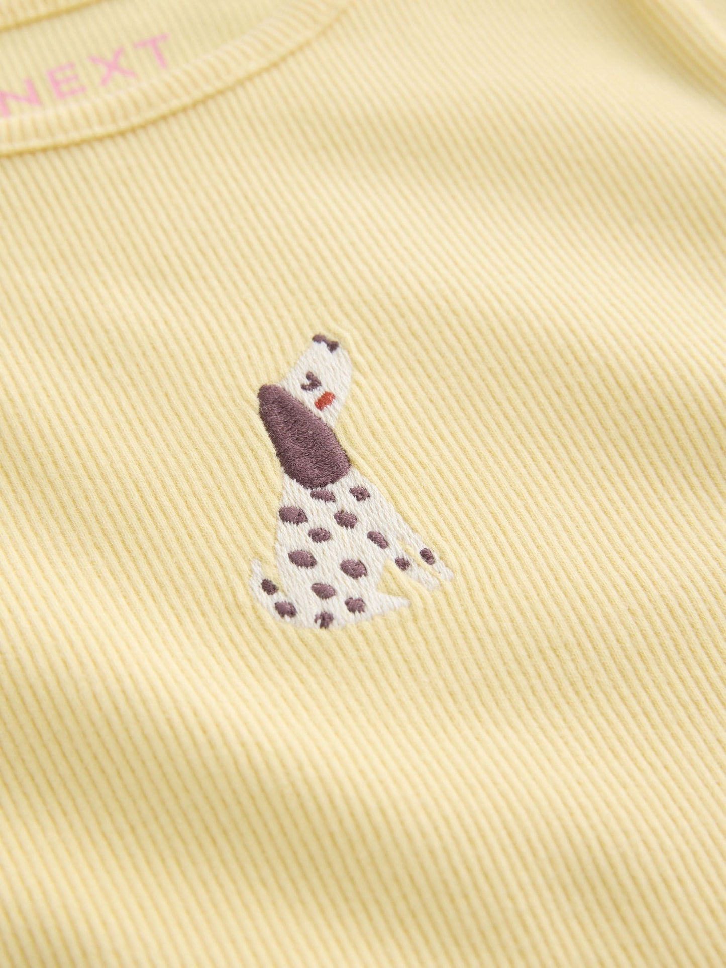 Lemon Yellow Dog Long sleeve Embroidered Ribbed Top (3mths-7yrs) image 8
