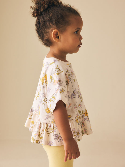 Dsiney Kidz - Ecru White Floral Short Sleeve Peplum T-Shirt (3mths-7yrs) image 2