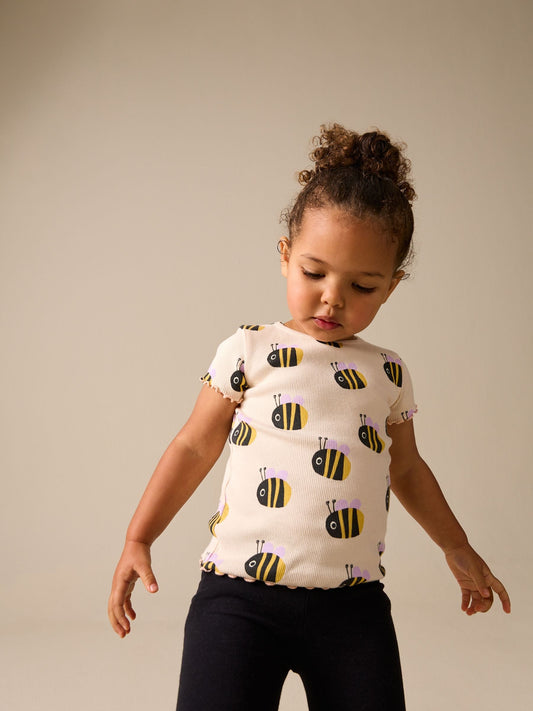 Ecru White Bee Short Sleeve Rib T-Shirt (3mths-7yrs) image 2