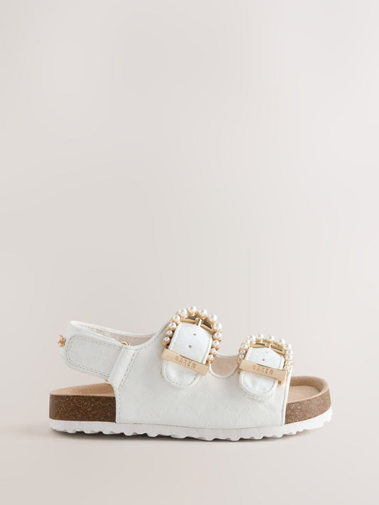 Baker by Ted Baker Natural Raffia Double Buckle Footbed Sandals image 2