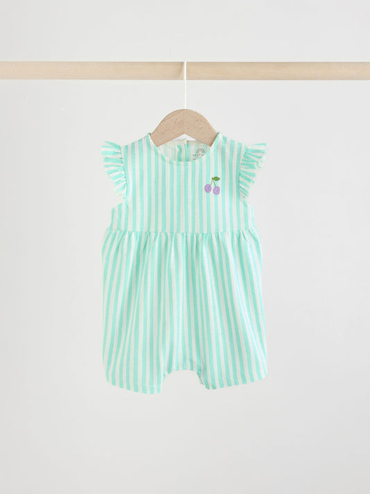 Multi Bright Colour Stripe Baby Rompers 3 Pack image 2