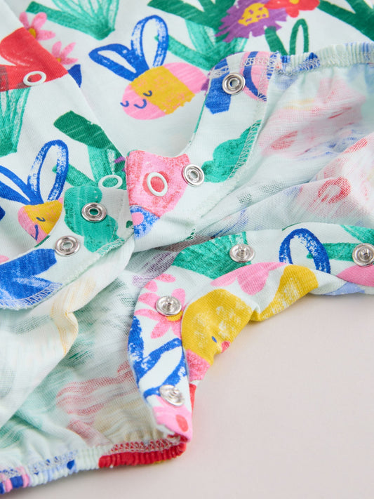 Multi Bright Floral Jersey Baby Rompers 4 Pack image 3