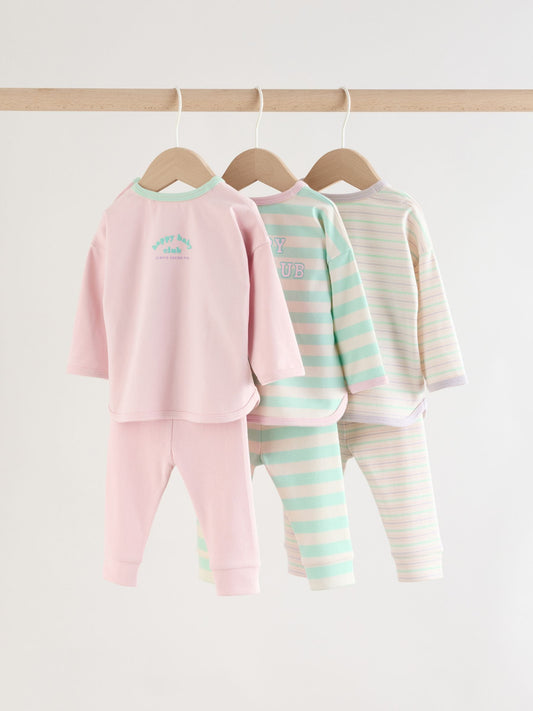 Pink Stripe Long Sleeve Top And Leggings Set 6 Piece (0mths-3yrs) image 2