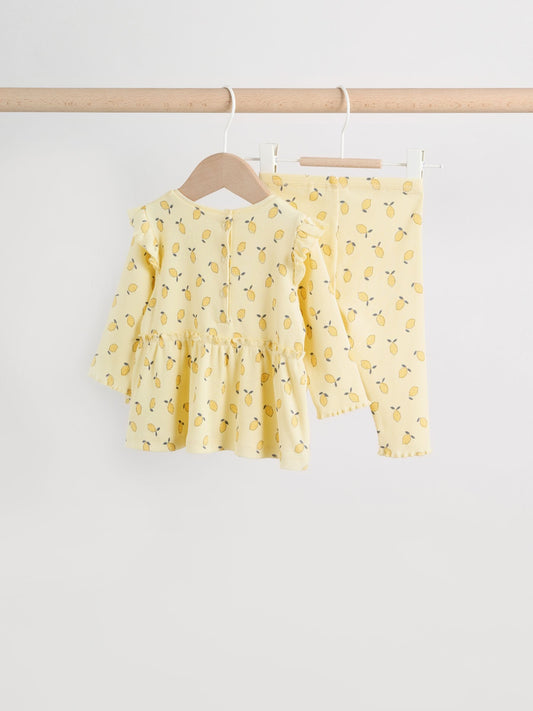 Dsiney Kidz - Yellow Lemon Baby Long Sleeve Frill Top And Leggings Set (0mths-2yrs) image 2