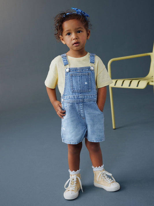 Dsiney Kidz - Mid Blue Plain Denim Dungarees (3mths-7yrs) image 2