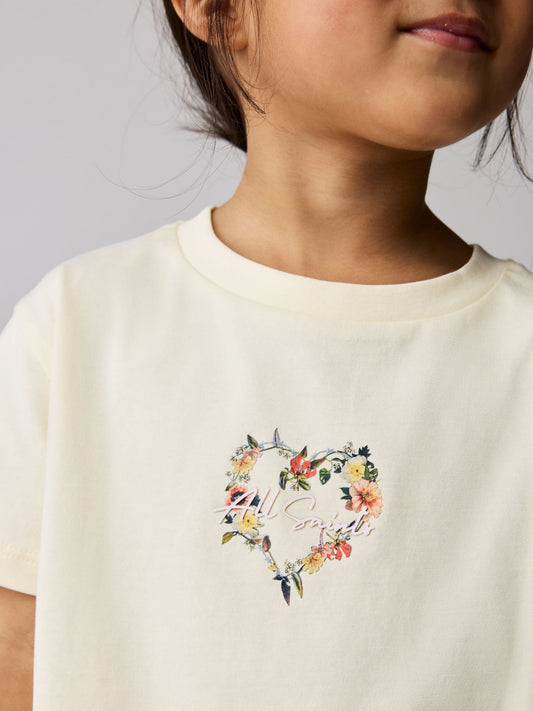 Dsiney Kidz - smALLSAINTS Yellow Floral Heart T-Shirt and Sweat Shorts Younger Set image 2