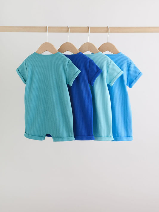 Green Grandad Button Neck Baby Rompers 4 Pack image 2