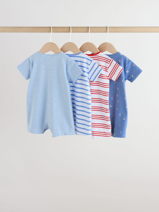 Blue Nautical Jersey Baby Rompers 4 Pack image 2