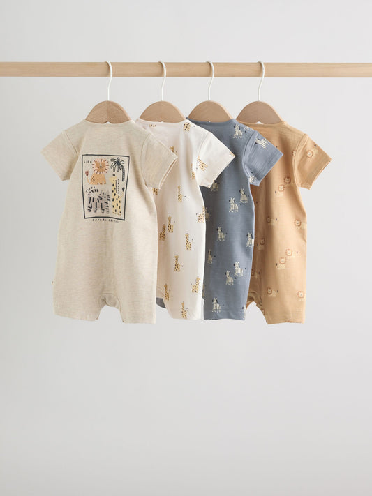 Neutral Animal Jersey Baby Rompers 4 Pack image 2