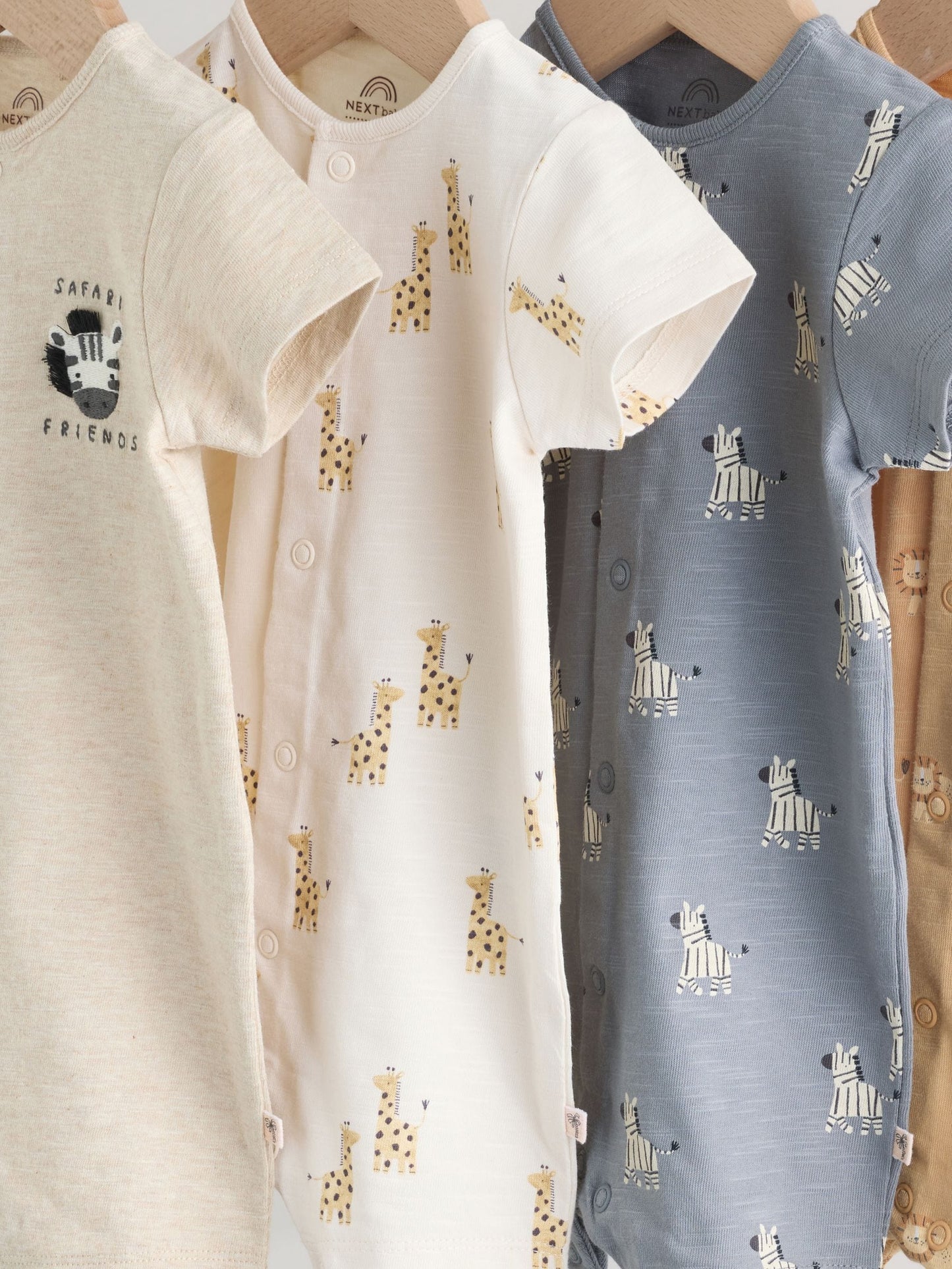 Neutral Animal Jersey Baby Rompers 4 Pack image 8