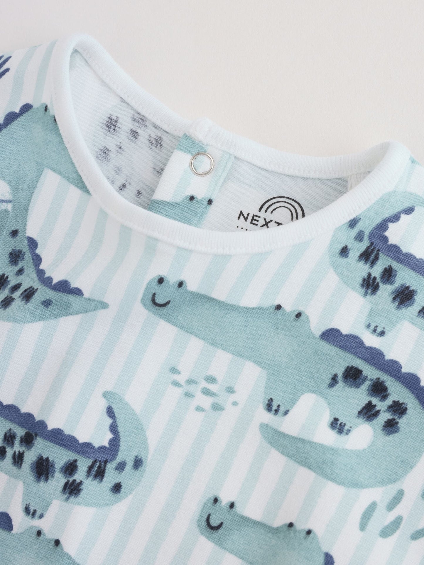 Blue Watercolour Animal Printed Popper Baby Jersey Rompers 3 Pack image 9