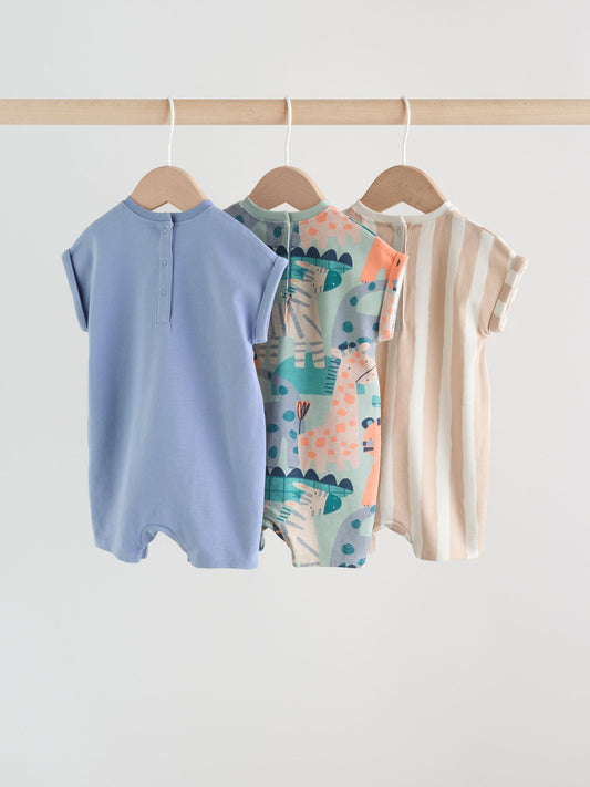 Blue Safari Jersey Baby Rompers 3 Pack image 2