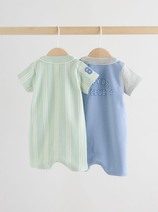 Blue Baby Jersey Rompers 2 Pack image 2