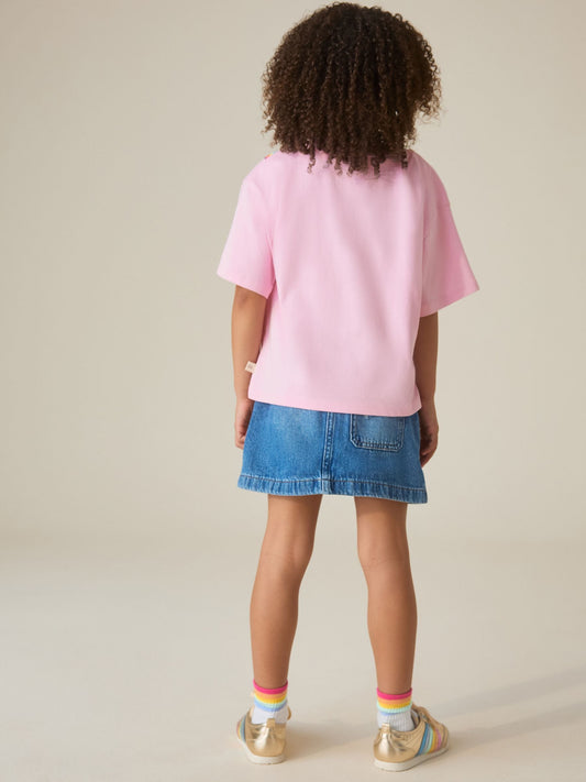 Little Bird by Jools Oliver Pink Bag Rainbow Strap Short Sleeve Jersey Slogan T-Shirt image 2