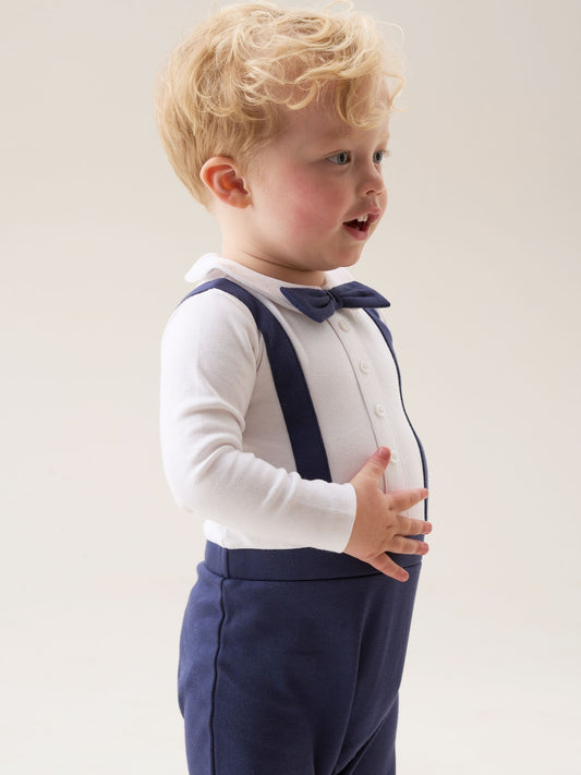 Angel & Rocket Blue Jude Smart Bow Tie Onesie image 2