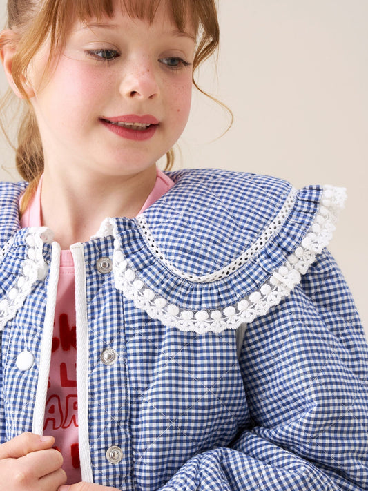 Dsiney Kidz - Angel & Rocket Blue Lottie Quilted Lace Trim Collar Jacket image 2