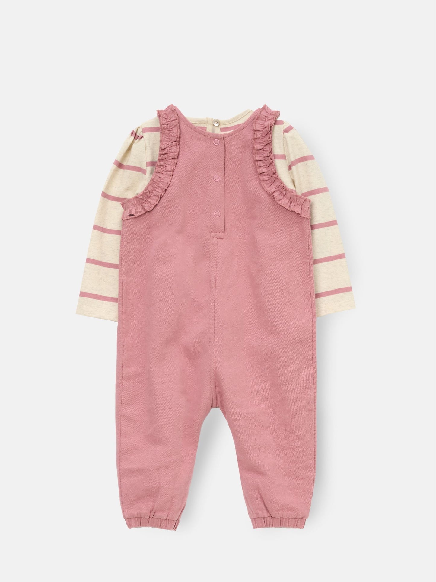 Angel & Rocket Pink Mila Frill Shoulder Dungaree And Print Bodysuit image 6