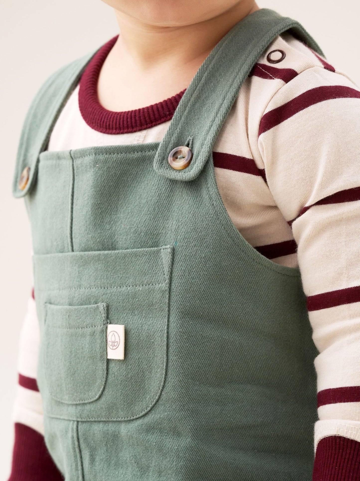 Angel & Rocket Green George Mini Twill Dungaree Set image 6