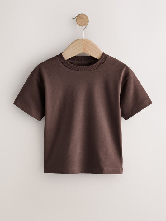 Black/Grey/Brown/Stone/White Relaxed Fit Short Sleeve T-Shirts 5 Pack (3mths-7yrs) image 2