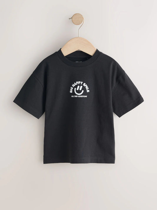 White/Blue/Green/Black/Purple Small Short Sleeve Graphic T-Shirts 5 Pack (3mths-7yrs)