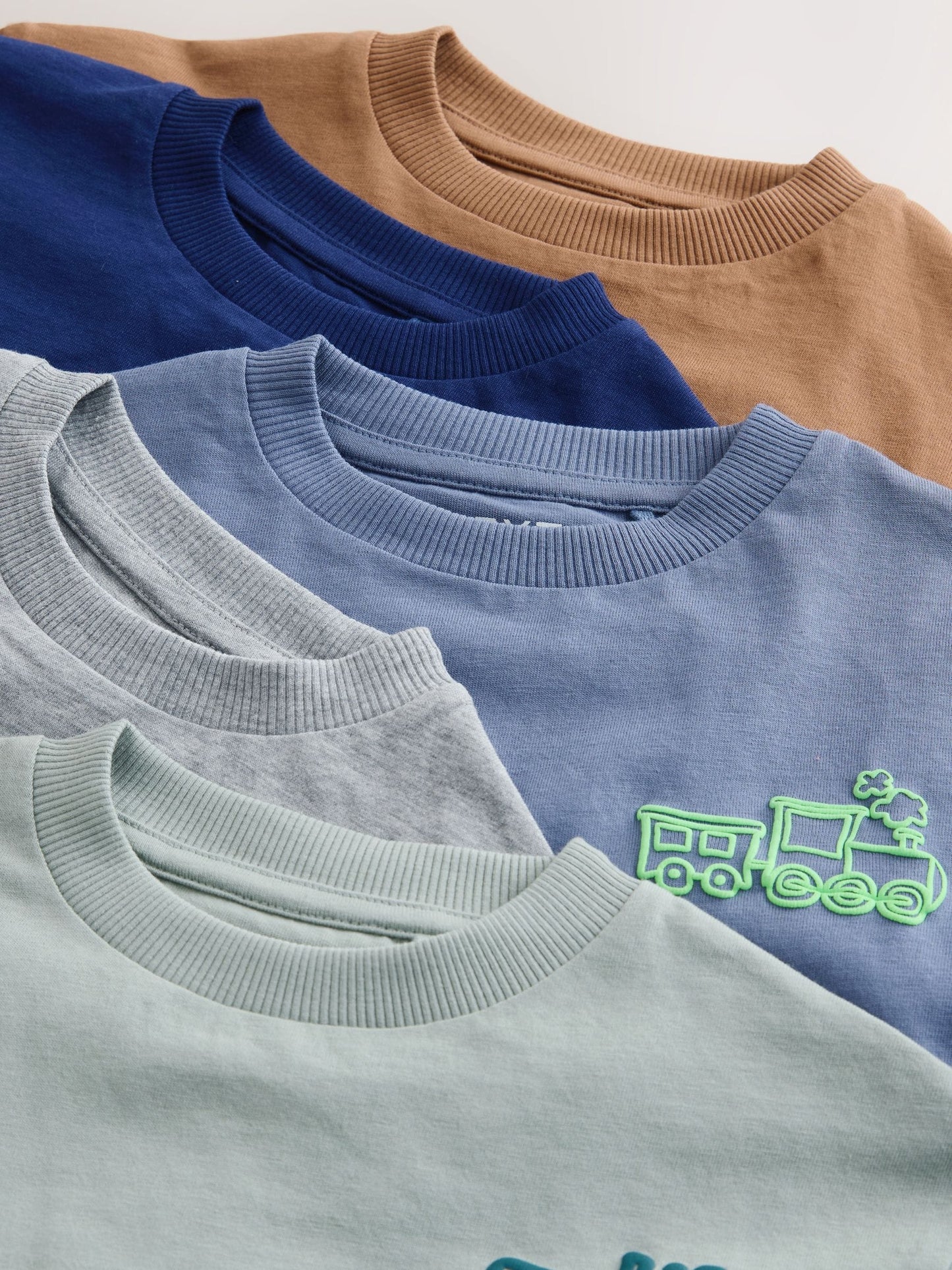 Dsiney Kidz - Blue/Charcoal/Green/Brown/Grey Small Short Sleeve Graphic T-Shirts 5 Pack (3mths-7yrs) image 9