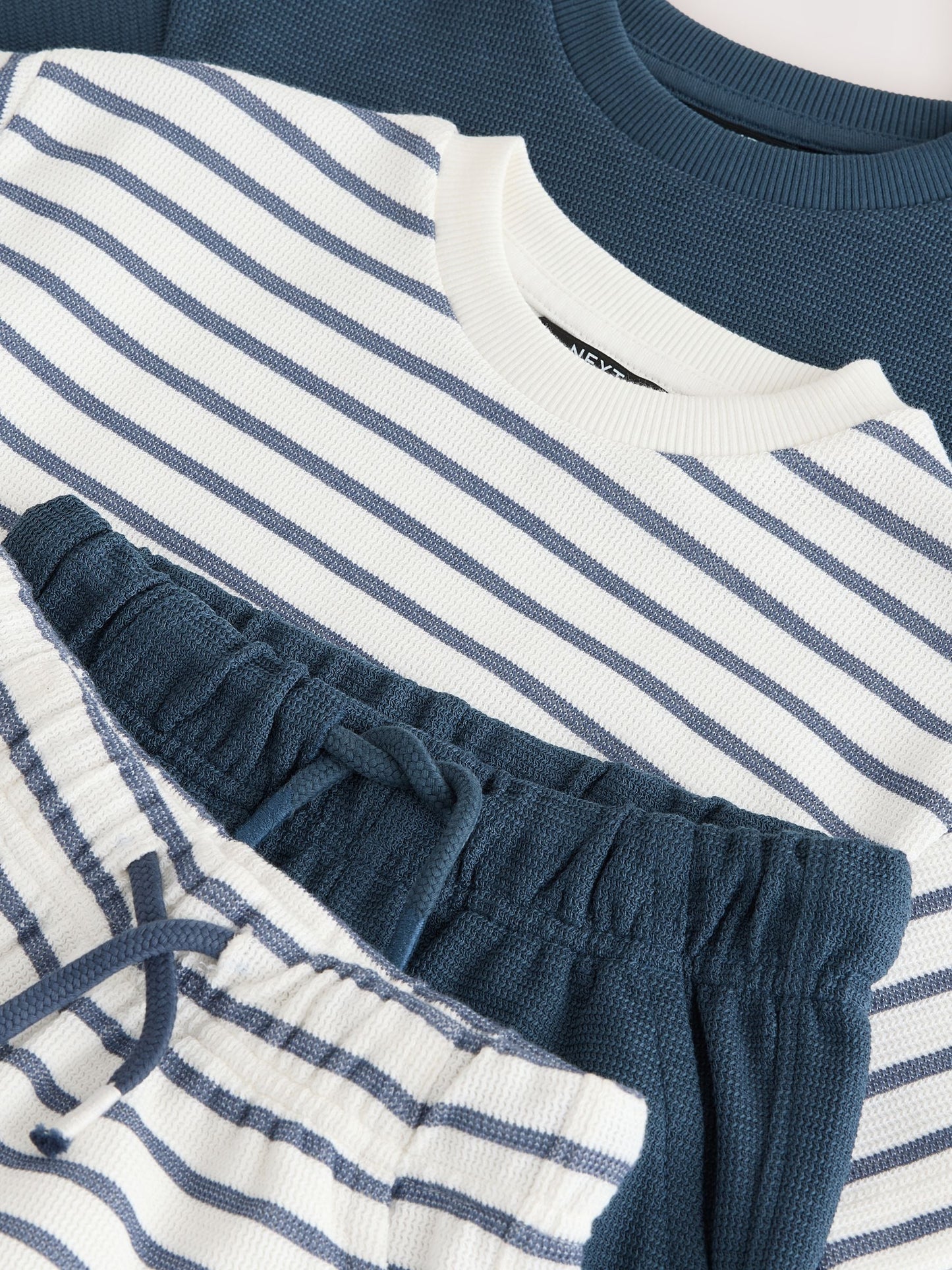 Blue/White Stripe Short Sleeve T-Shirt and Shorts Set 2 Pack (3mths-7yrs) image 10