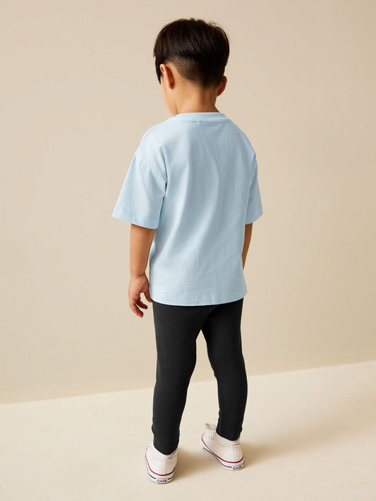 Blue Short Sleeves 100% Cotton T-Shirt and Leggings Set (3mths-7yrs) image 2