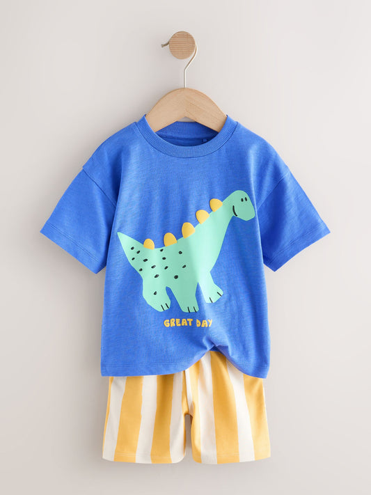 Blue Dinosaur Short Sleeve T-Shirt and Shorts Set (3mths-7yrs) image 3