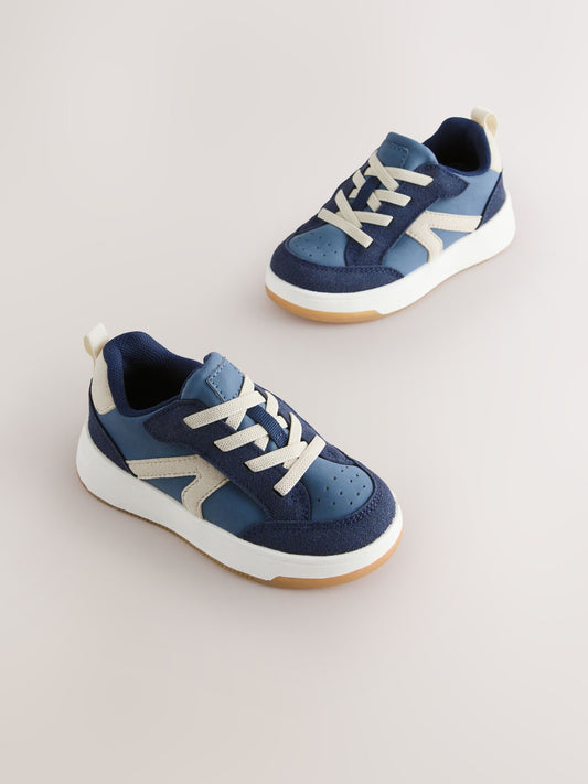 Blue Standard Fit (F) Touch Fastening Elastic Lace Trainers image 2