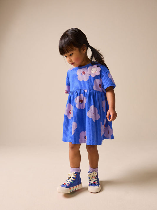 Dsiney Kidz - Blue Flower Jersey Dress (3mths-7yrs) image 2