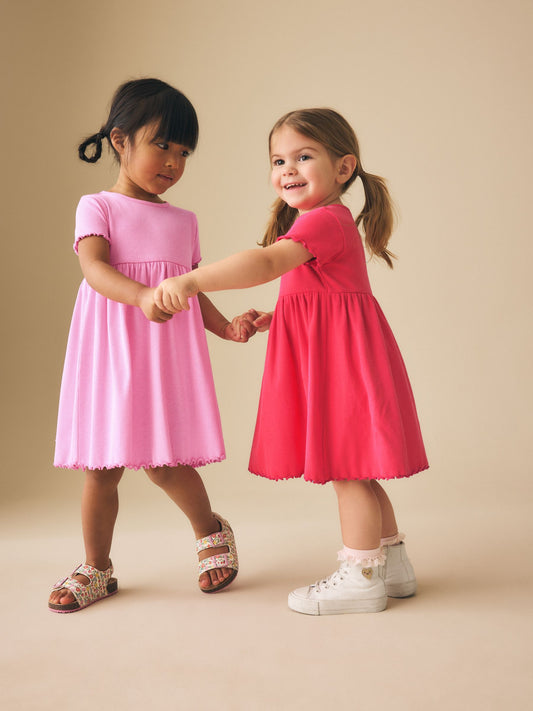 Dsiney Kidz - Pink Short Sleeve Ribbed Dresses 2 Pack (3mths-7yrs) image 2