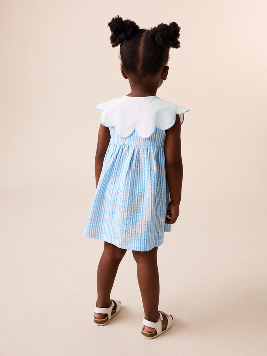 Blue Striped Collared Summer Dress (3mths-7yrs) image 2