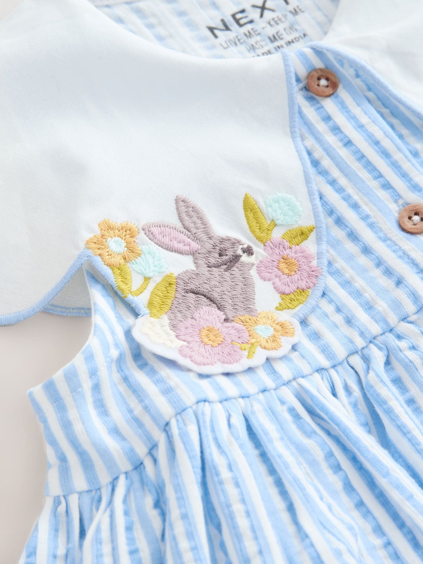 Blue Striped Collared Summer Dress (3mths-7yrs) image 8