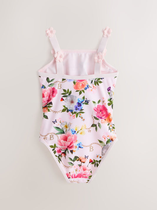 Dsiney Kidz - Baker by Ted Baker Pink Cut-Out Floral Printed Swimsuit image 2